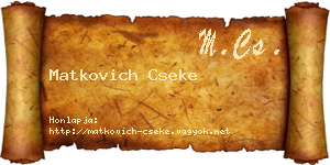 Matkovich Cseke névjegykártya